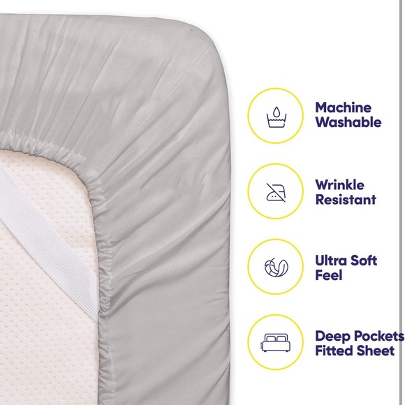 Twin Size Bed Sheets - 4 Piece 1500 Supreme Collection Fine, Twin, Silver - Picture 3 of 7